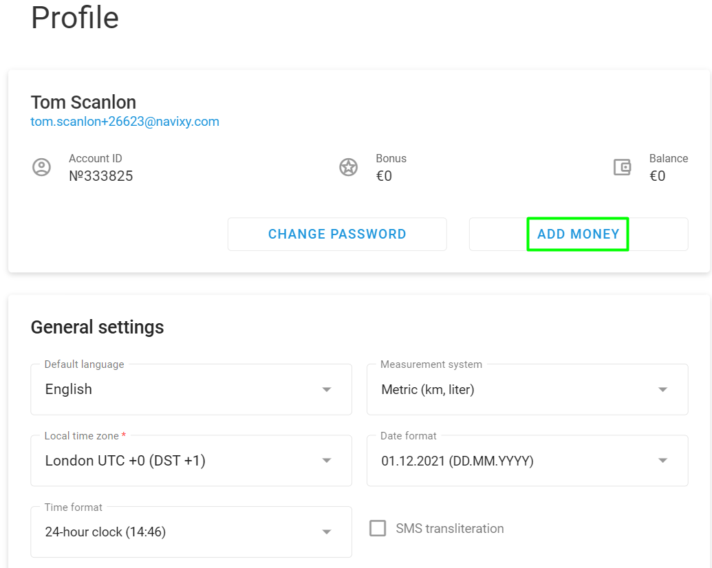 Add money link