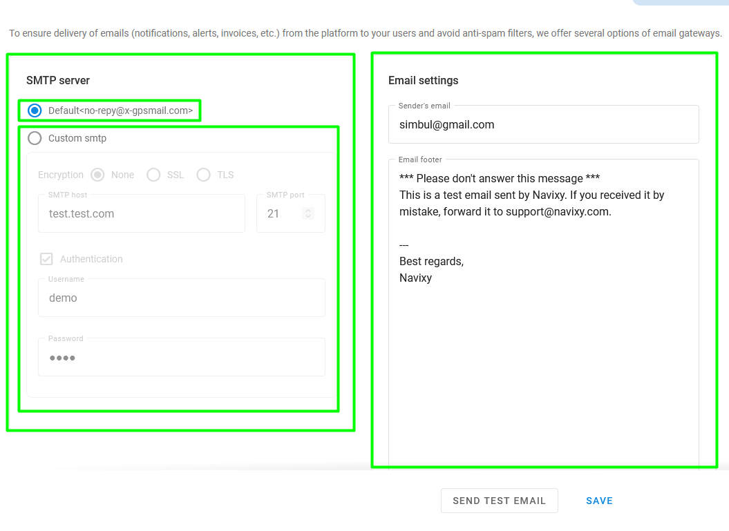 Email gateway page